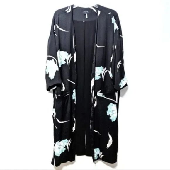 NWT 1.STATE Twilight Satin Leaf Duster Kimono L - Picture 2 of 9